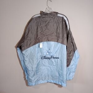 Disney Parks Blue & Gray Stow-able Unisex Travel Windbreaker Size XL/ XXL New